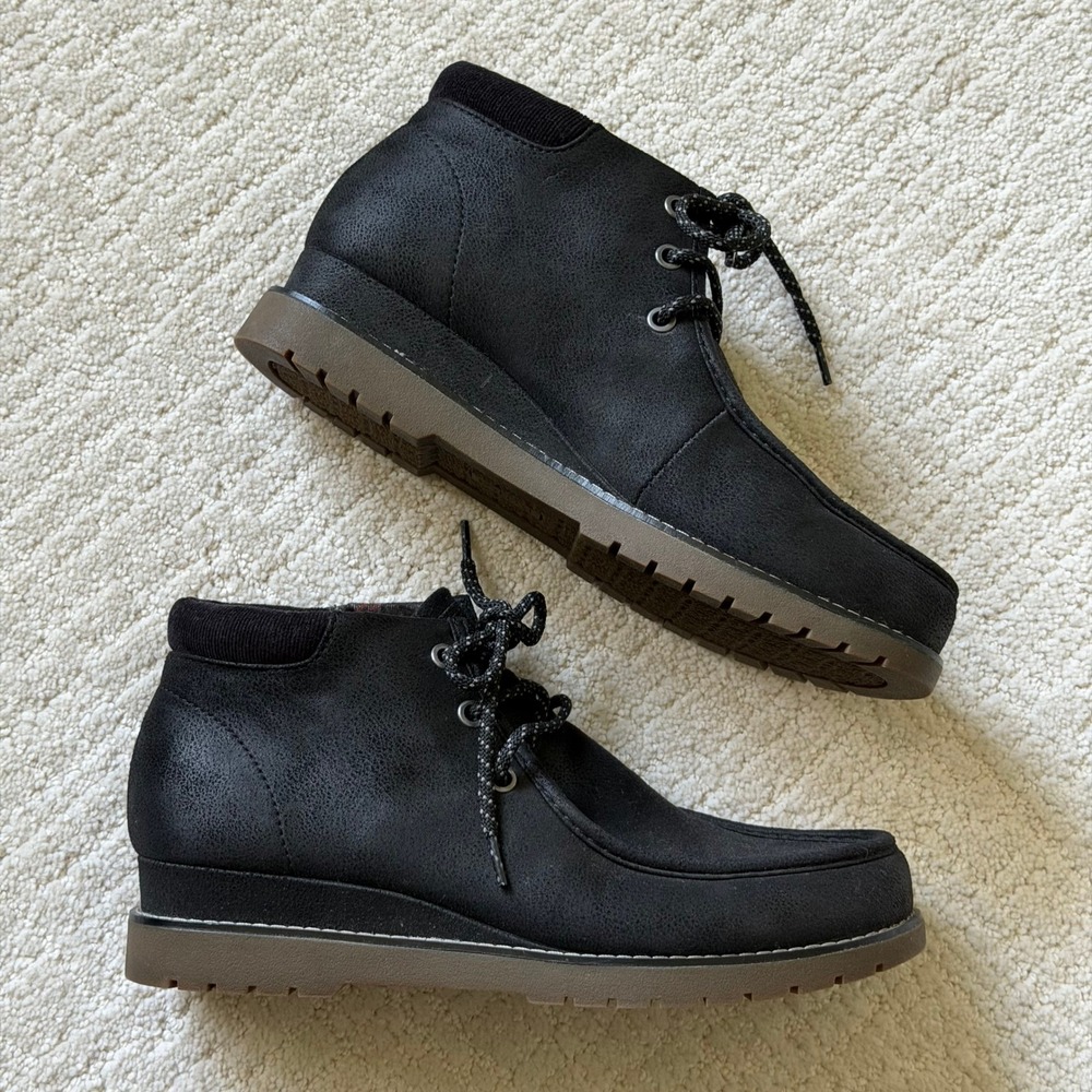 Skechers BOBS Skipper Tide Pool Black Ankle Boots‎ Memory Foam 114718 Womens 8.5